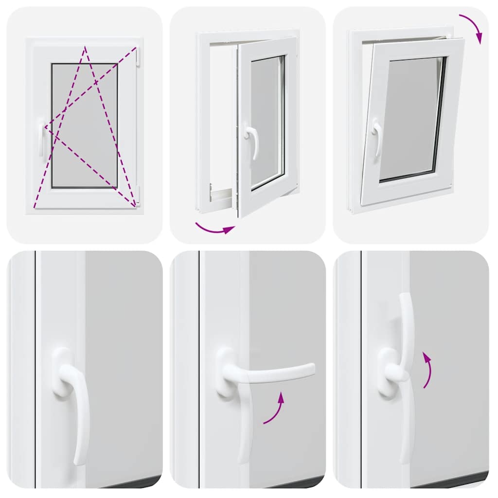 vidaXL Παράθυρο Υπογείου "RISOR" 50x75 εκ. Ανακλινόμενο & Περιστρεφόμενο DIN Αριστερά Λευκό