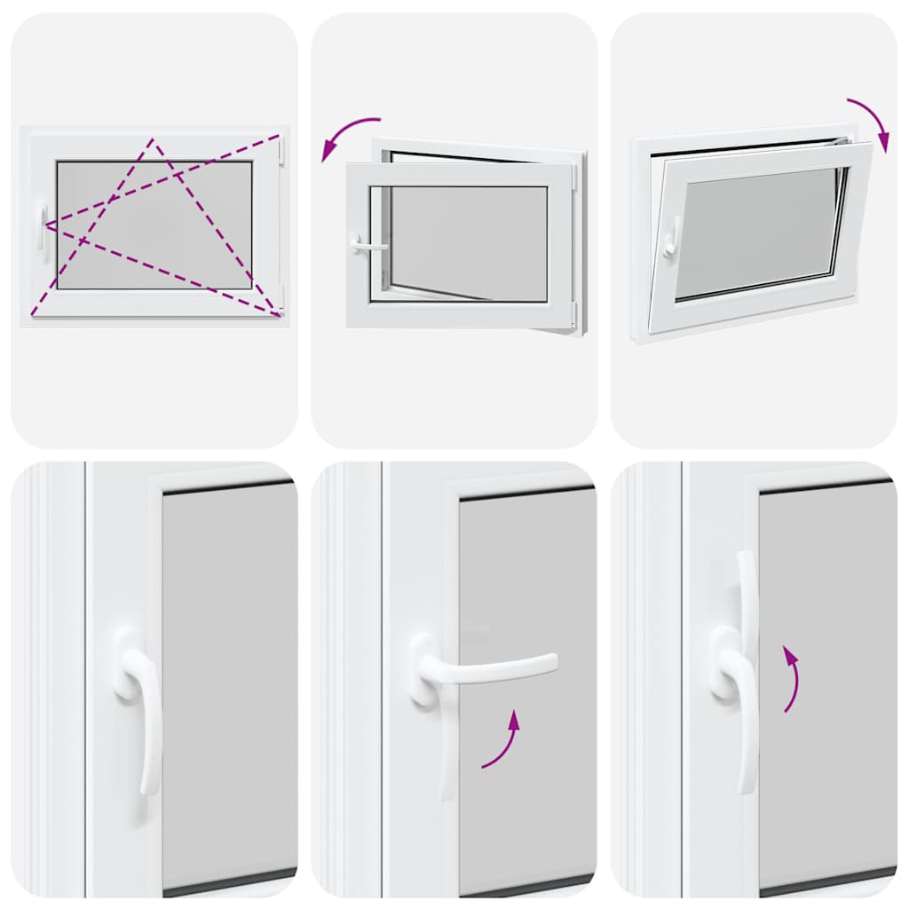 vidaXL Παράθυρο Υπογείου "RISOR" 80x50 εκ. Ανακλινόμενο & Περιστρεφόμενο DIN Δεξιό Λευκό