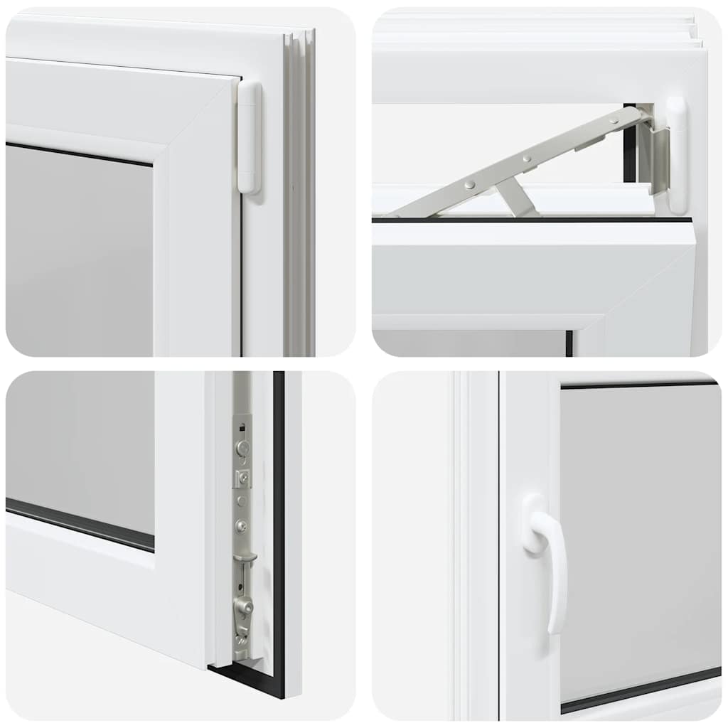 vidaXL Παράθυρο Υπογείου "RISOR" 80x50 εκ. Ανακλινόμενο & Περιστρεφόμενο DIN Δεξιό Λευκό