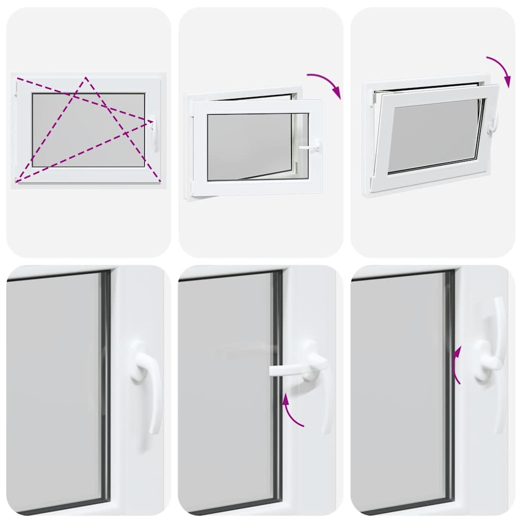 vidaXL Παράθυρο Υπογείου "RISOR" 80x50 εκ. Ανακλινόμενο & Περιστρεφόμενο DIN Αριστερά Λευκό