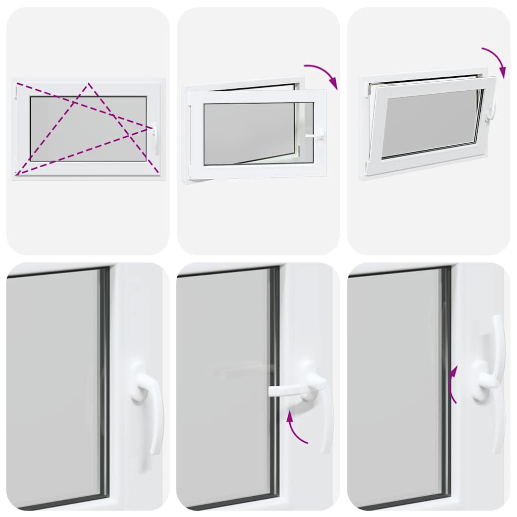 vidaXL Παράθυρο Υπογείου "RISOR" 90x70 εκ. Ανακλινόμενο & Περιστρεφόμενο DIN Αριστερά Λευκό