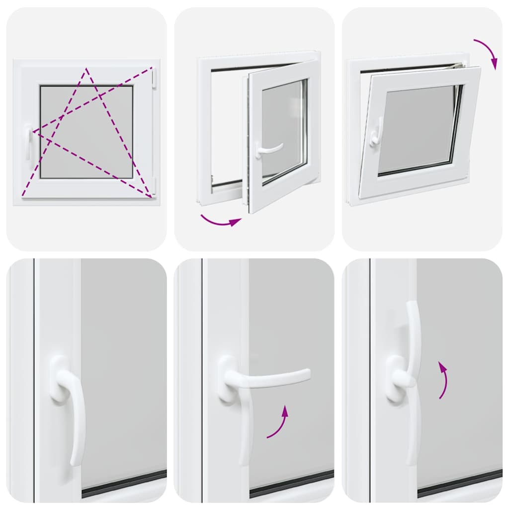 vidaXL Παράθυρο Υπογείου "RISOR" 50x50 εκ. Ανακλινόμενο & Περιστρεφόμενο DIN Δεξιό Λευκό