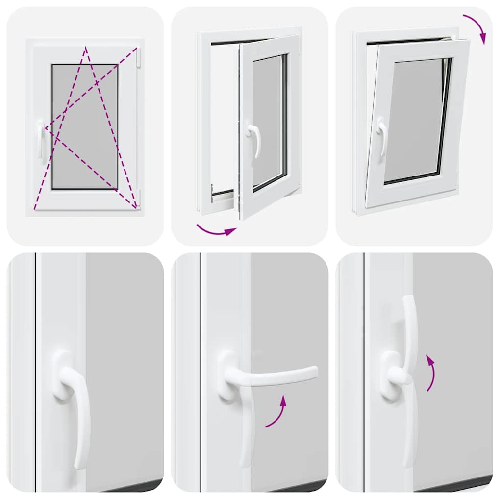 vidaXL Παράθυρο Υπογείου "RISOR" 50x75 εκ. Ανακλινόμενο & Περιστρεφόμενο DIN Δεξιό Λευκό