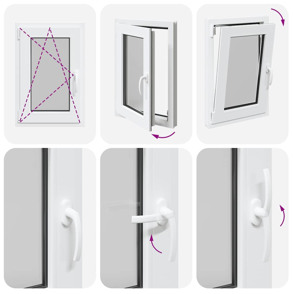 vidaXL Παράθυρο Υπογείου "RISOR" 50x75 εκ. Ανακλινόμενο & Περιστρεφόμενο DIN Αριστερά Λευκό