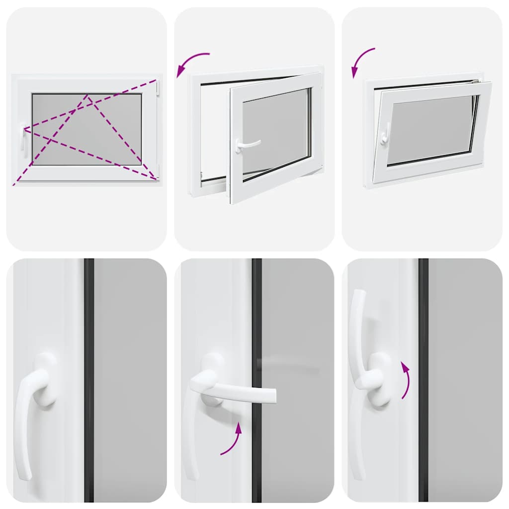 vidaXL Παράθυρο Υπογείου "RISOR" 80x50 εκ. Ανακλινόμενο & Περιστρεφόμενο DIN Δεξιό Λευκό