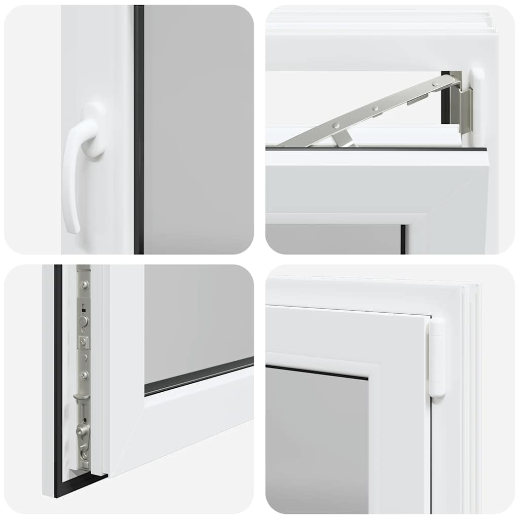 vidaXL Παράθυρο Υπογείου "RISOR" 80x50 εκ. Ανακλινόμενο & Περιστρεφόμενο DIN Δεξιό Λευκό