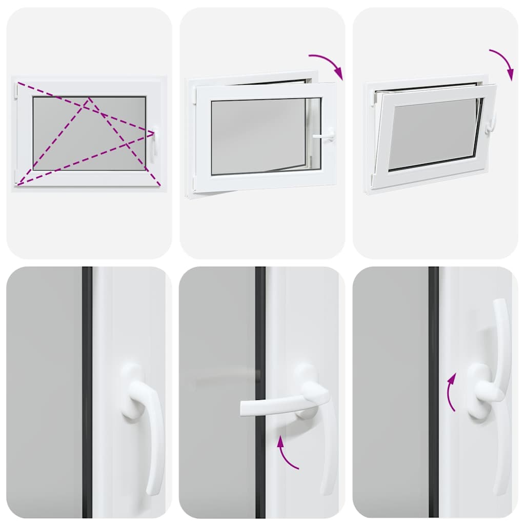 vidaXL Παράθυρο Υπογείου "RISOR" 80x50 εκ. Ανακλινόμενο & Περιστρεφόμενο DIN Αριστερά Λευκό