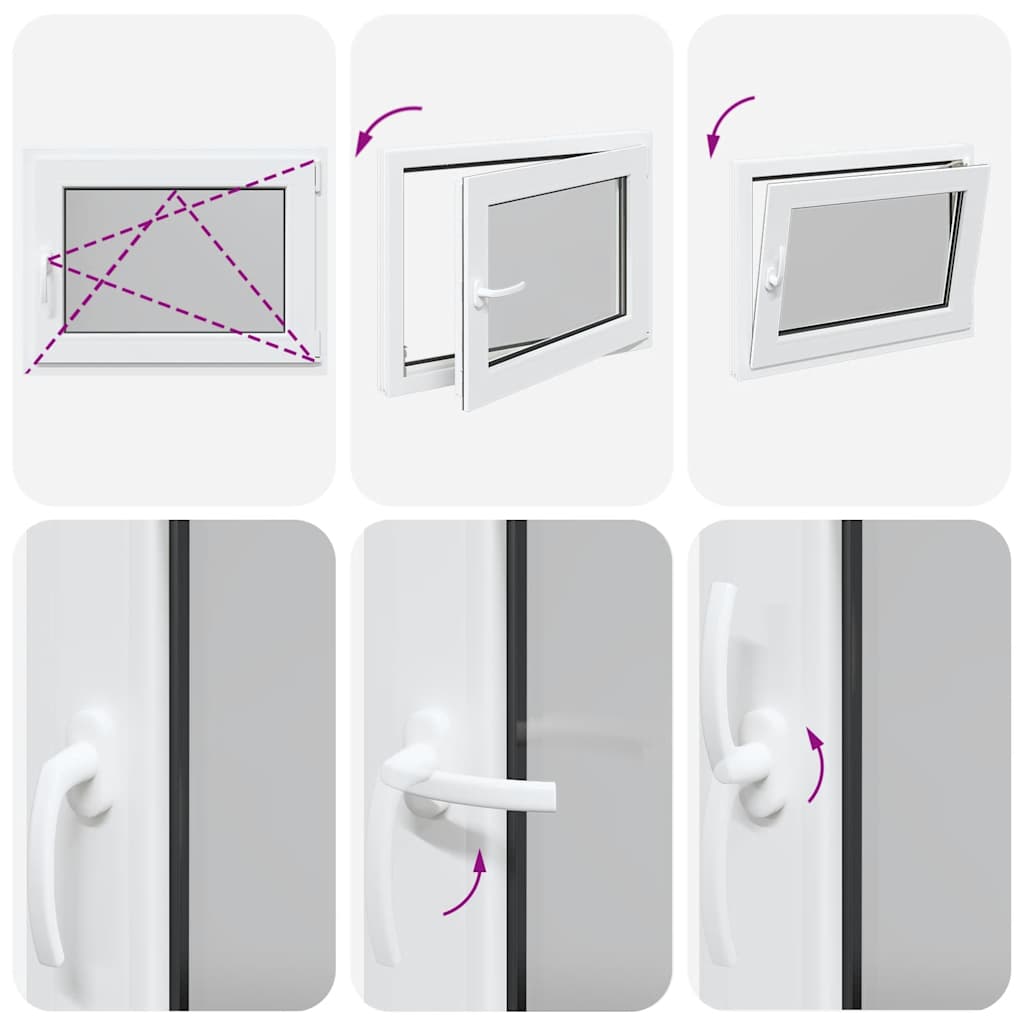 vidaXL Παράθυρο Υπογείου "RISOR" 80x70 εκ. Ανακλινόμενο & Περιστρεφόμενο DIN Δεξιό Λευκό