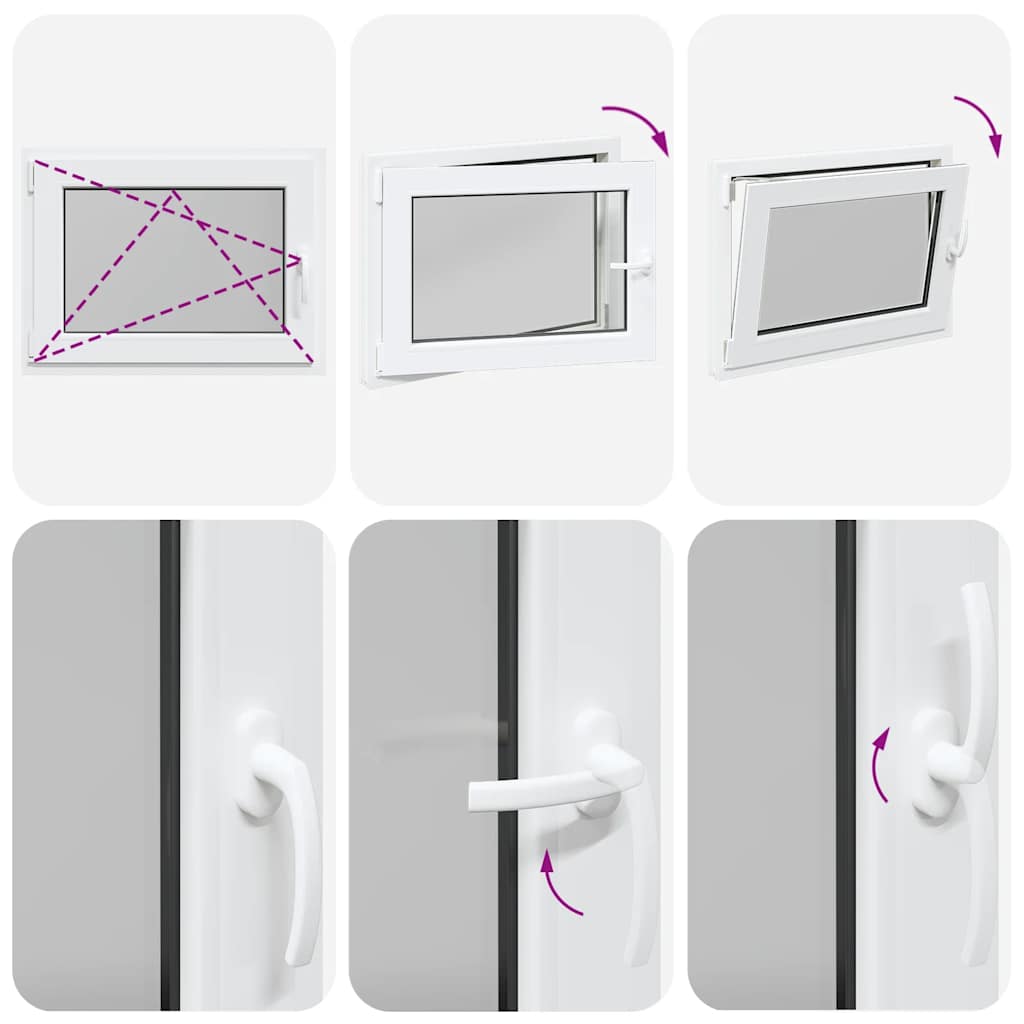 vidaXL Παράθυρο Υπογείου "RISOR" 80x70 εκ. Ανακλινόμενο & Περιστρεφόμενο DIN Αριστερά Λευκό