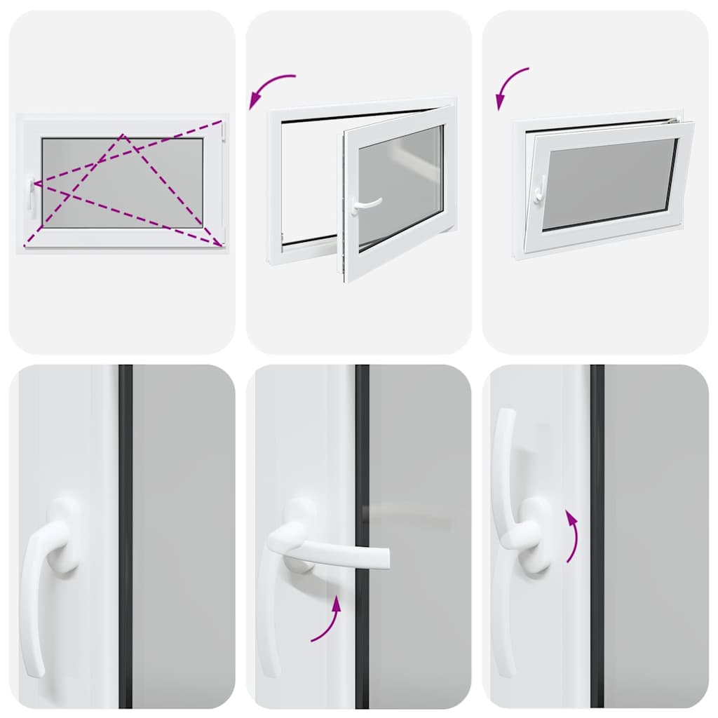 vidaXL Παράθυρο Υπογείου "RISOR" 90x50 εκ. Ανακλινόμενο & Περιστρεφόμενο DIN Δεξιό Λευκό