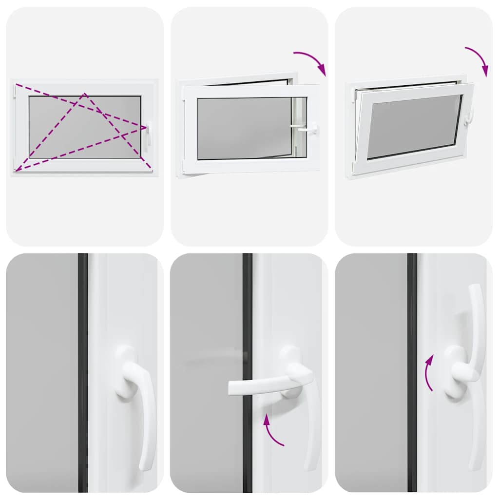 vidaXL Παράθυρο Υπογείου "RISOR" 90x70 εκ. Ανακλινόμενο & Περιστρεφόμενο DIN Αριστερά Λευκό