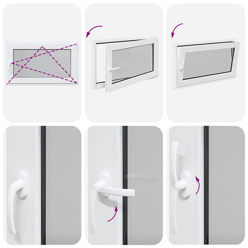 vidaXL Παράθυρο Υπογείου "RISOR" 100x50 εκ. Ανακλινόμενο & Περιστρεφόμενο DIN Δεξιό Λευκό