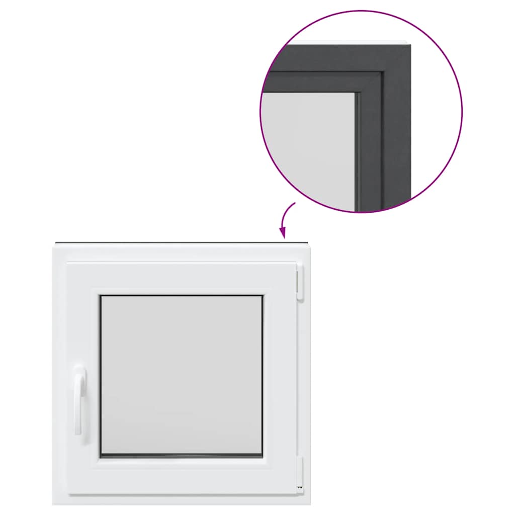 vidaXL Παράθυρο Υπογείου "RISOR" 50x50 εκ. Ανακλινόμενο & Περιστρεφόμενο DIN Δεξί Ανθρακί