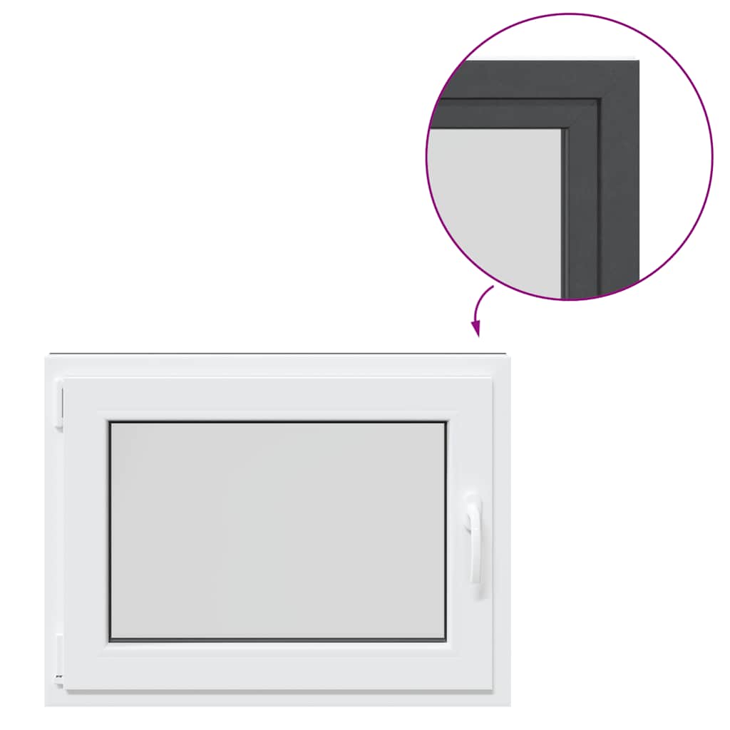 vidaXL Παράθυρο Υπογείου "RISOR" 80x50 εκ. Ανακλινόμενο & Περιστρεφόμενο DIN Αριστερό Ανθρακί