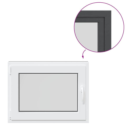 vidaXL Παράθυρο Υπογείου "RISOR" 80x50 εκ. Ανακλινόμενο & Περιστρεφόμενο DIN Αριστερό Ανθρακί