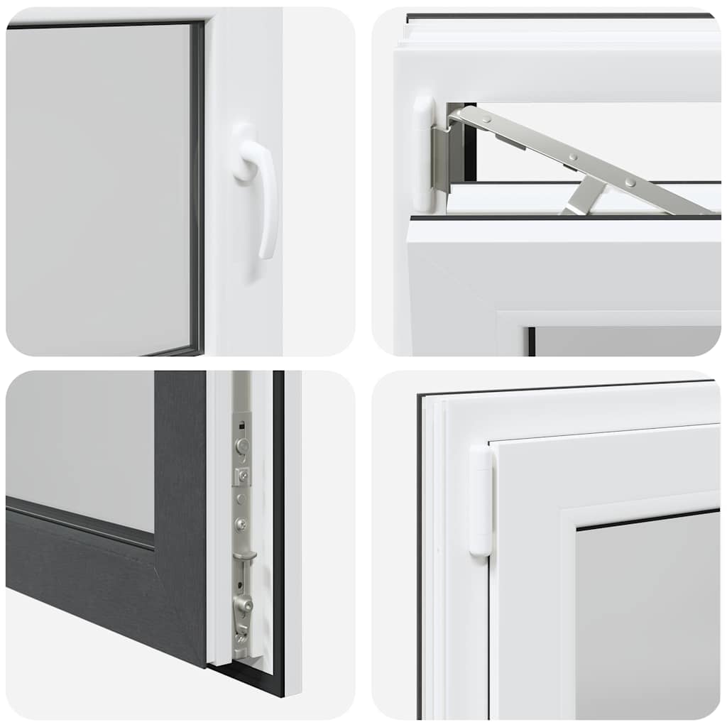 vidaXL Παράθυρο Υπογείου "RISOR" 80x50 εκ. Ανακλινόμενο & Περιστρεφόμενο DIN Αριστερό Ανθρακί