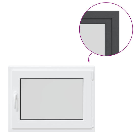 vidaXL Παράθυρο Υπογείου "RISOR" 80x60 εκ. Ανακλινόμενο & Περιστρεφόμενο DIN Δεξί Ανθρακί