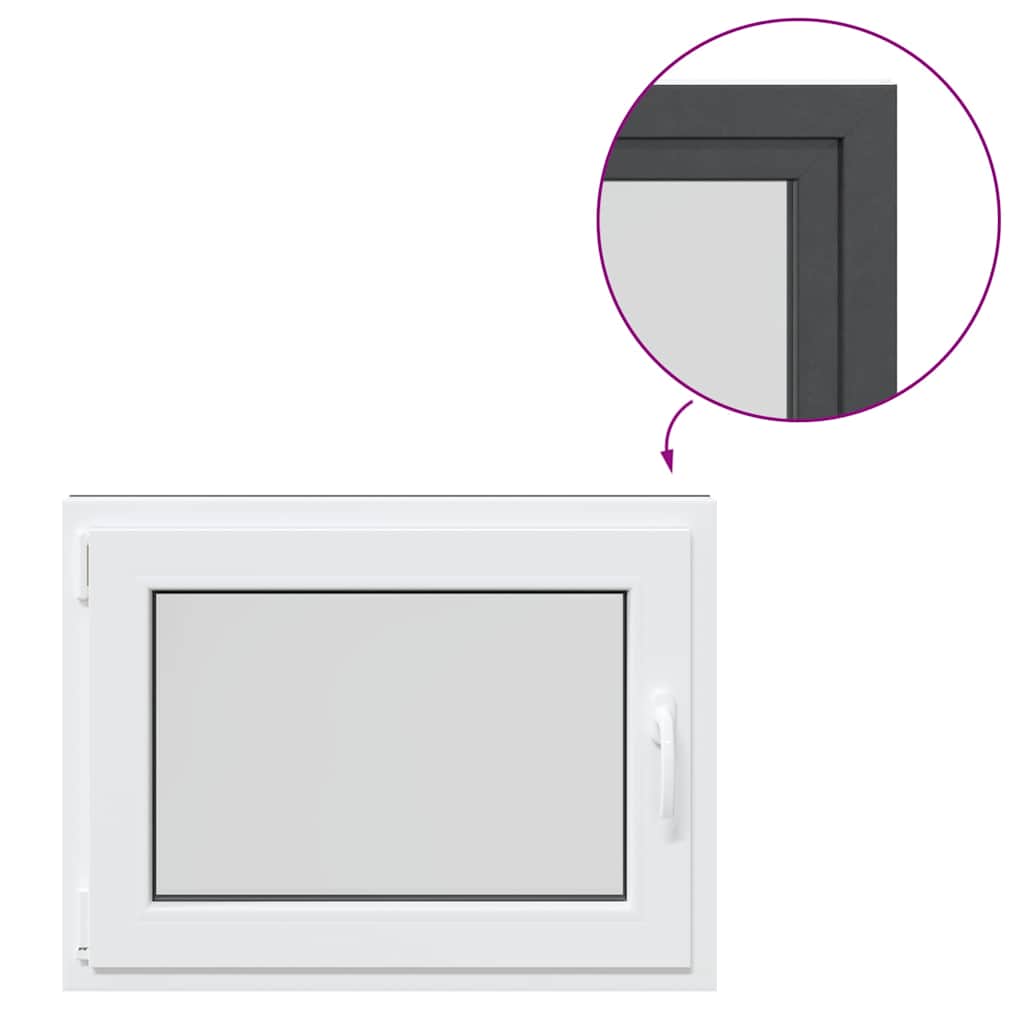 vidaXL Παράθυρο Υπογείου "RISOR" 80x60 εκ. Ανακλινόμενο & Περιστρεφόμενο DIN Αριστερό Ανθρακί