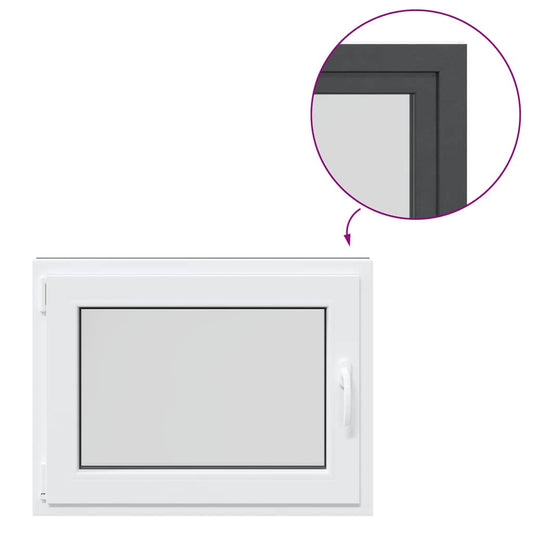 vidaXL Παράθυρο Υπογείου "RISOR" 80x60 εκ. Ανακλινόμενο & Περιστρεφόμενο DIN Αριστερό Ανθρακί