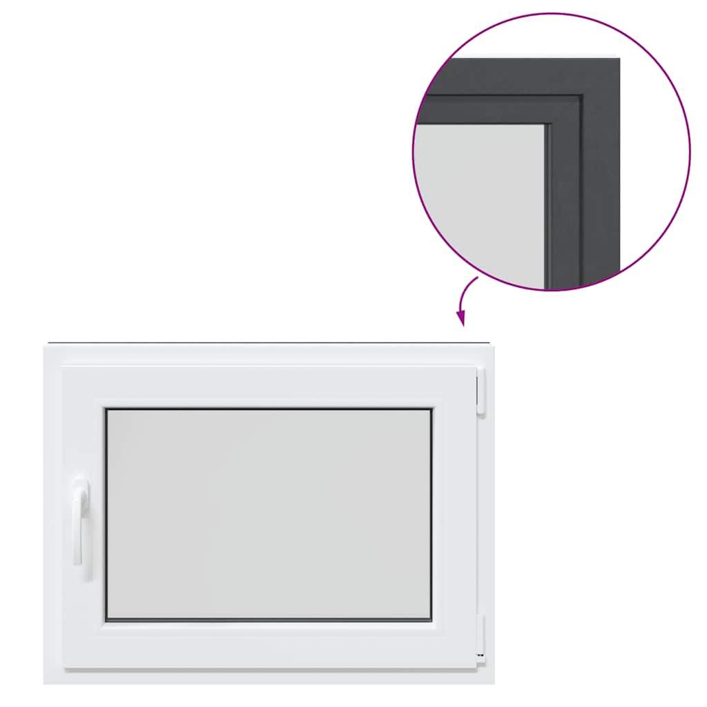 vidaXL Παράθυρο Υπογείου "RISOR" 80x70 εκ. Ανακλινόμενο & Περιστρεφόμενο DIN Δεξί Ανθρακί