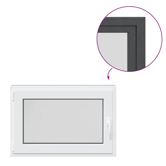 vidaXL Παράθυρο Υπογείου "RISOR" 90x70 εκ. Ανακλινόμενο & Περιστρεφόμενο DIN Αριστερό Ανθρακί