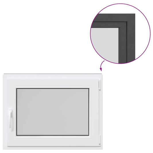 vidaXL Παράθυρο Υπογείου "RISOR" 80x50 εκ. Ανακλινόμενο & Περιστρεφόμενο DIN Δεξί Ανθρακί