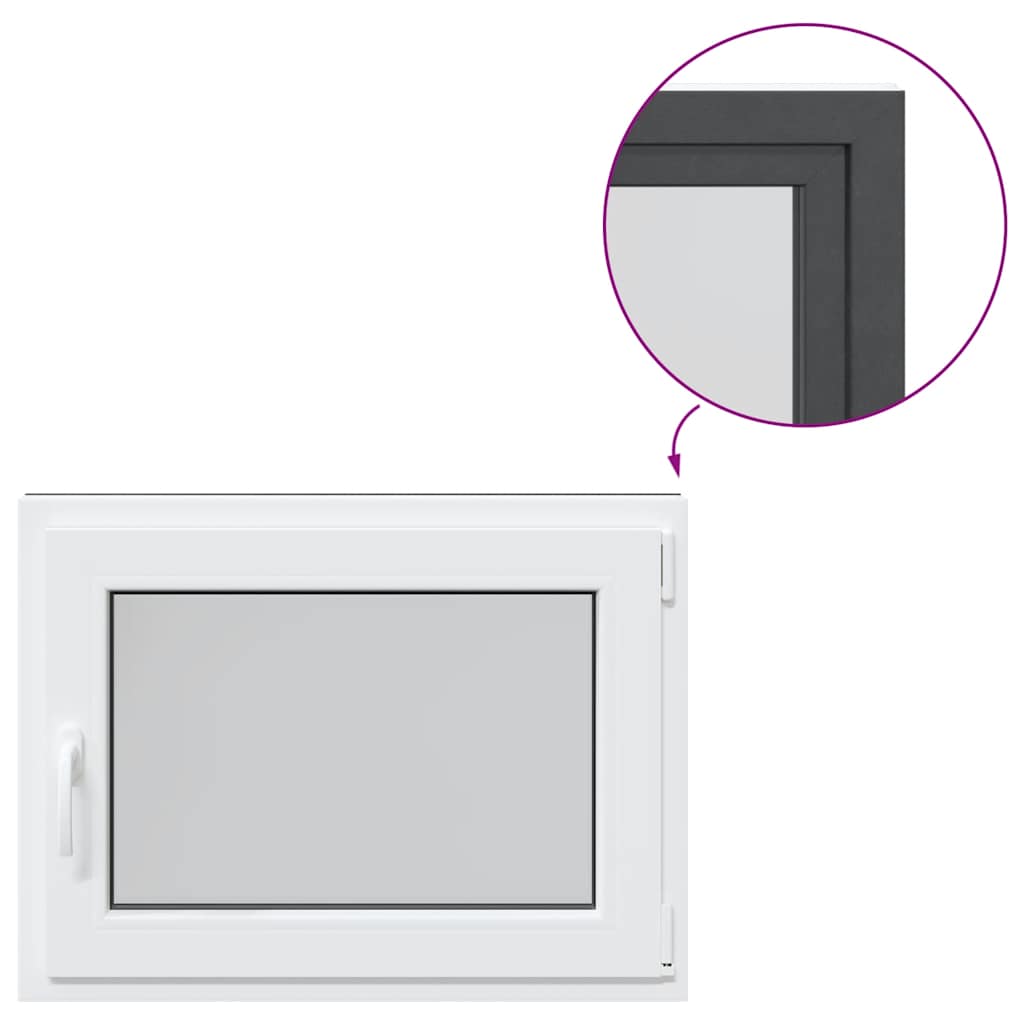 vidaXL Παράθυρο Υπογείου "RISOR" 80x60 εκ. Ανακλινόμενο & Περιστρεφόμενο DIN Δεξί Ανθρακί