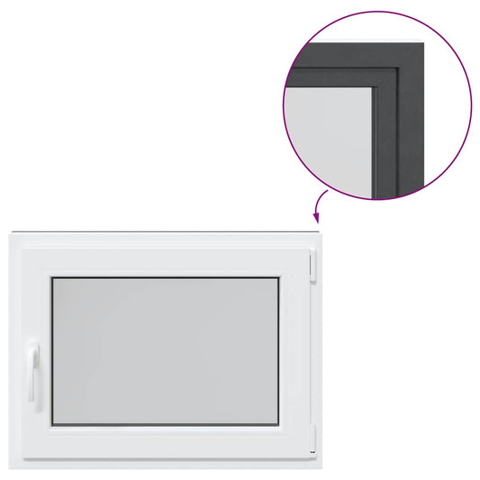 vidaXL Παράθυρο Υπογείου "RISOR" 80x60 εκ. Ανακλινόμενο & Περιστρεφόμενο DIN Δεξί Ανθρακί