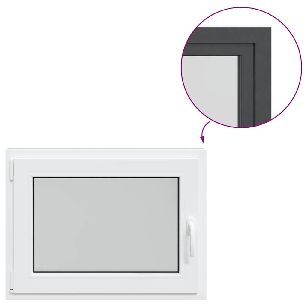 vidaXL Παράθυρο Υπογείου "RISOR" 80x60 εκ. Ανακλινόμενο & Περιστρεφόμενο DIN Αριστερό Ανθρακί