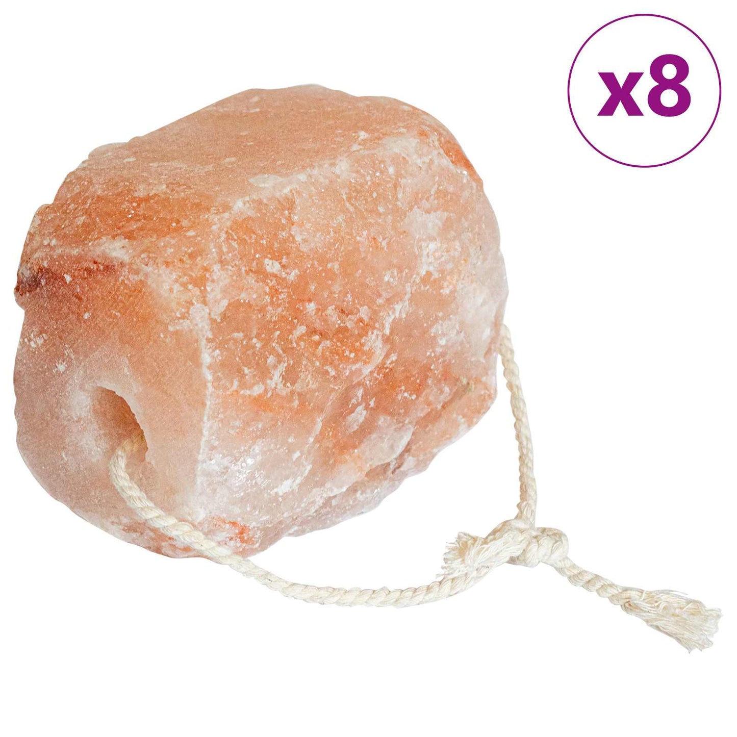 vidaXL Λίθοι αλατιού 8 τεμ με σχοινιά για ζώα 20 kg Ροζ