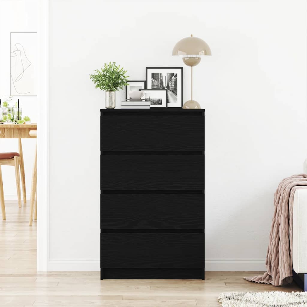vidaXL Συρταριέρα Μαύρο Δρυς 60 x 35 x 98,5 εκ. από Επεξεργασμένο Ξύλο