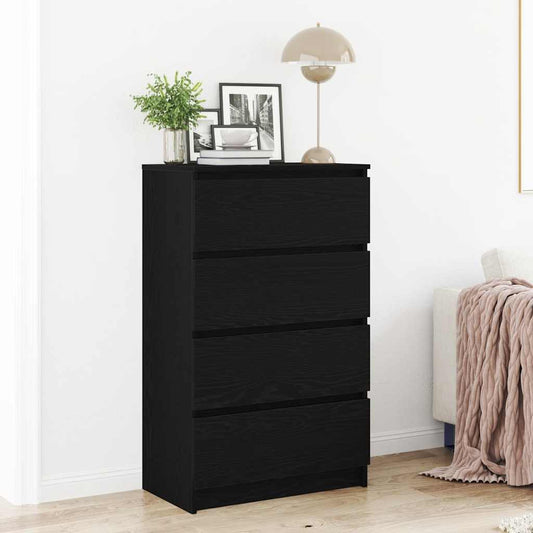 vidaXL Συρταριέρα Μαύρο Δρυς 60 x 35 x 98,5 εκ. από Επεξεργασμένο Ξύλο