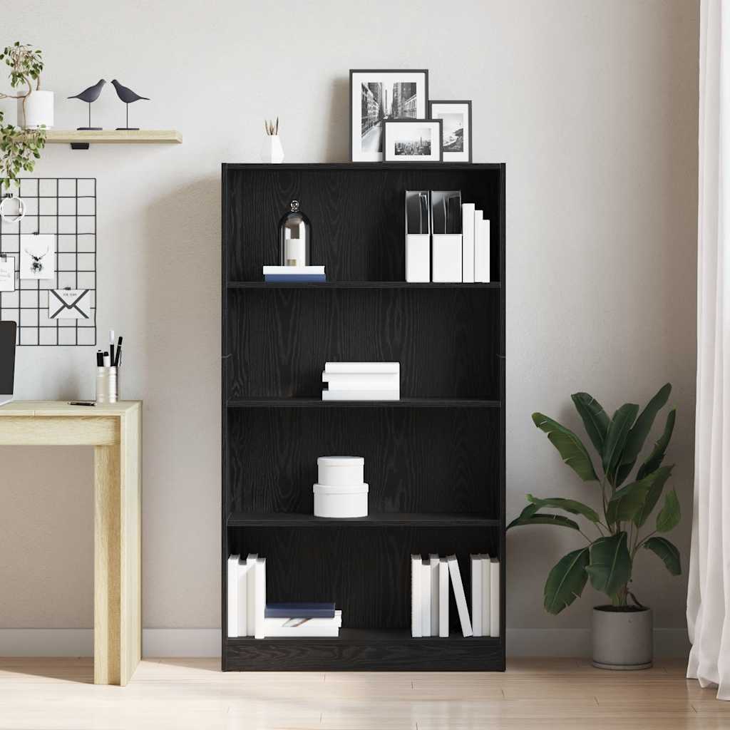 vidaXL Βιβλιοθήκη 4 Επιπέδων Μαύρη Δρυς 80x24x143 εκ. από Τεχνητό Ξύλο