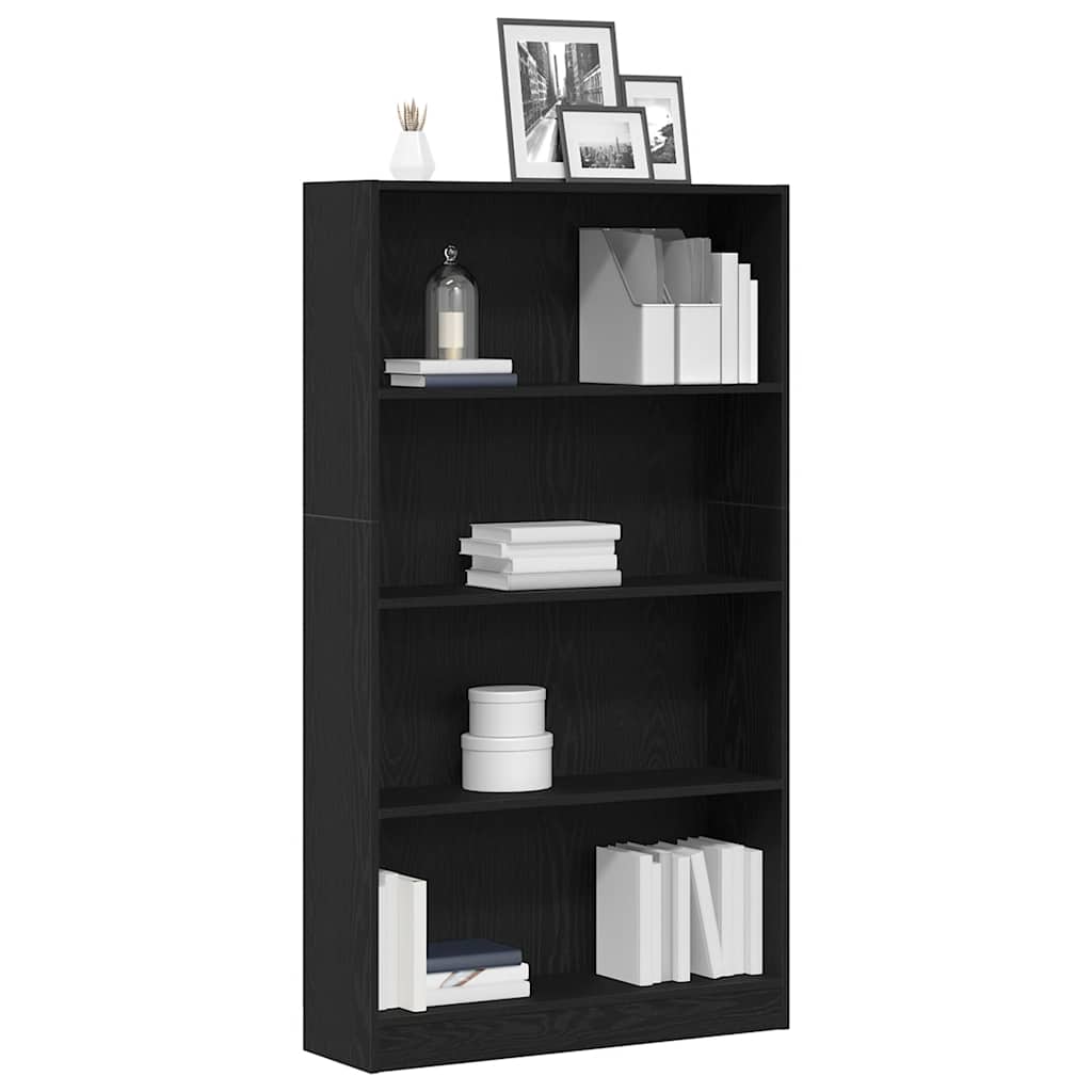 vidaXL Βιβλιοθήκη 4 Επιπέδων Μαύρη Δρυς 80x24x143 εκ. από Τεχνητό Ξύλο