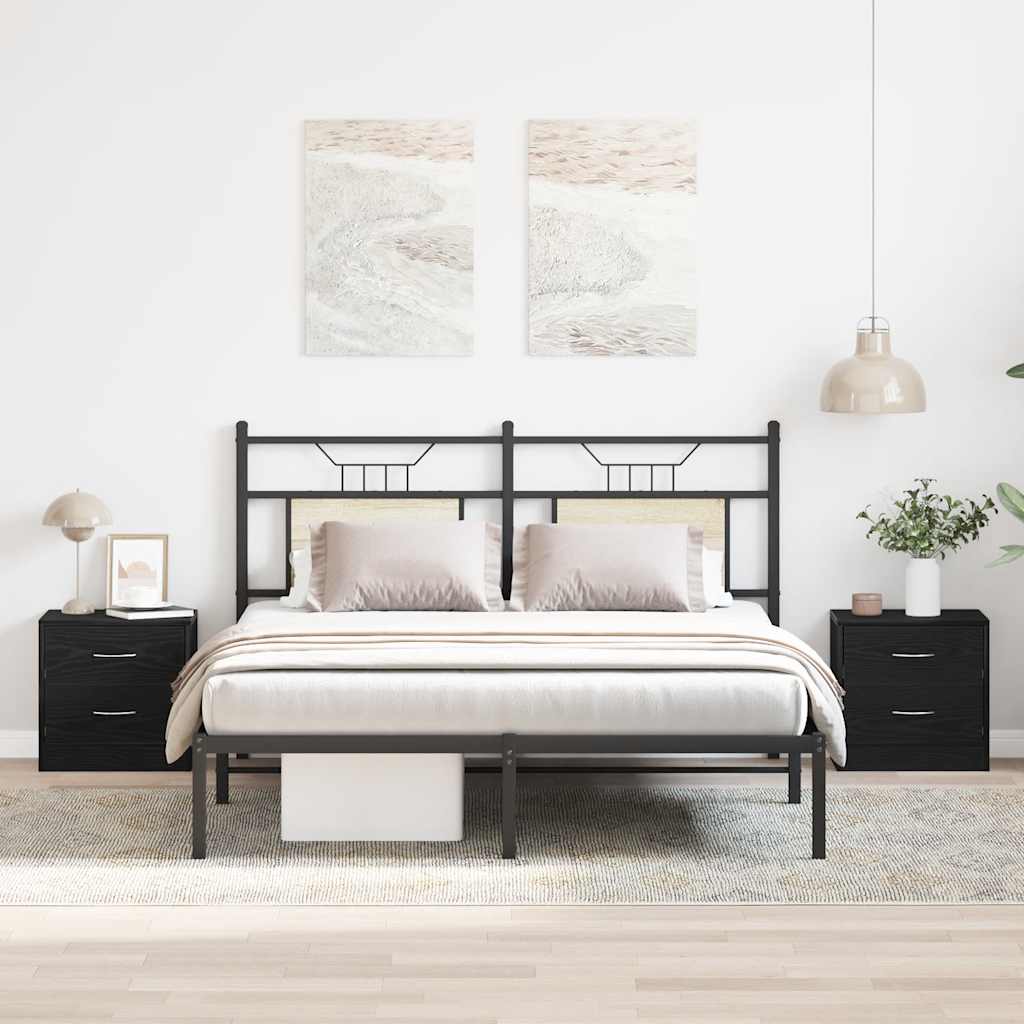 vidaXL Κομοδίνα 2 τεμ. Μαύρη Δρυς 40x30x40 εκ. από Τεχνητό Ξύλο