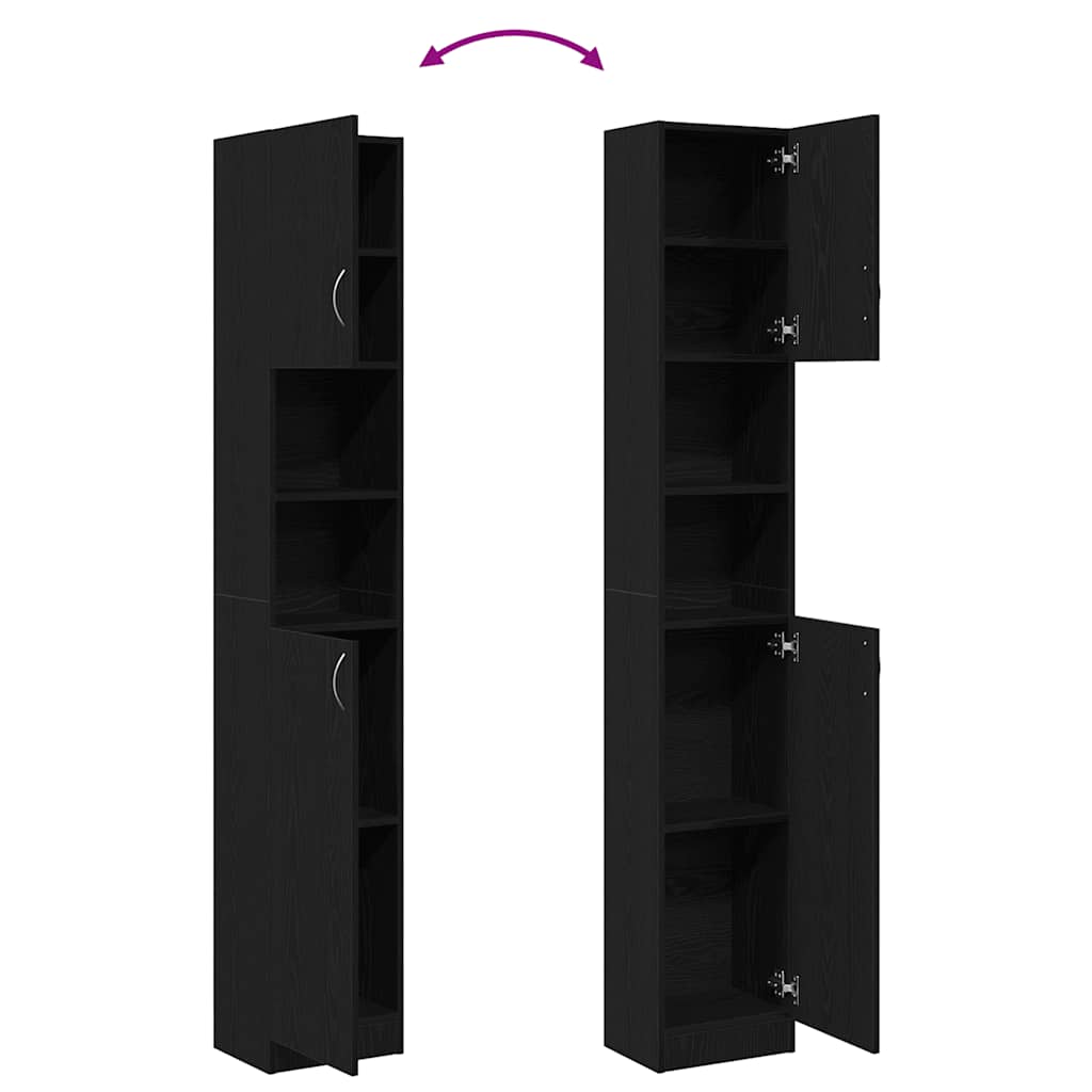 vidaXL Ντουλάπι Μπάνιου Μαύρο Δρυς 32x25,5x190 εκ. Επεξ. Ξύλο