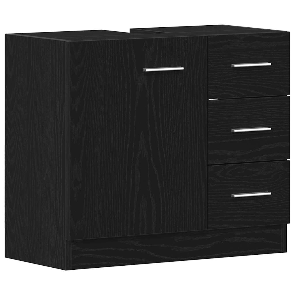 vidaXL Ντουλάπι Νιπτήρα Μαύρο Δρυς 63x30x54 εκ. από Τεχνητό Ξύλο