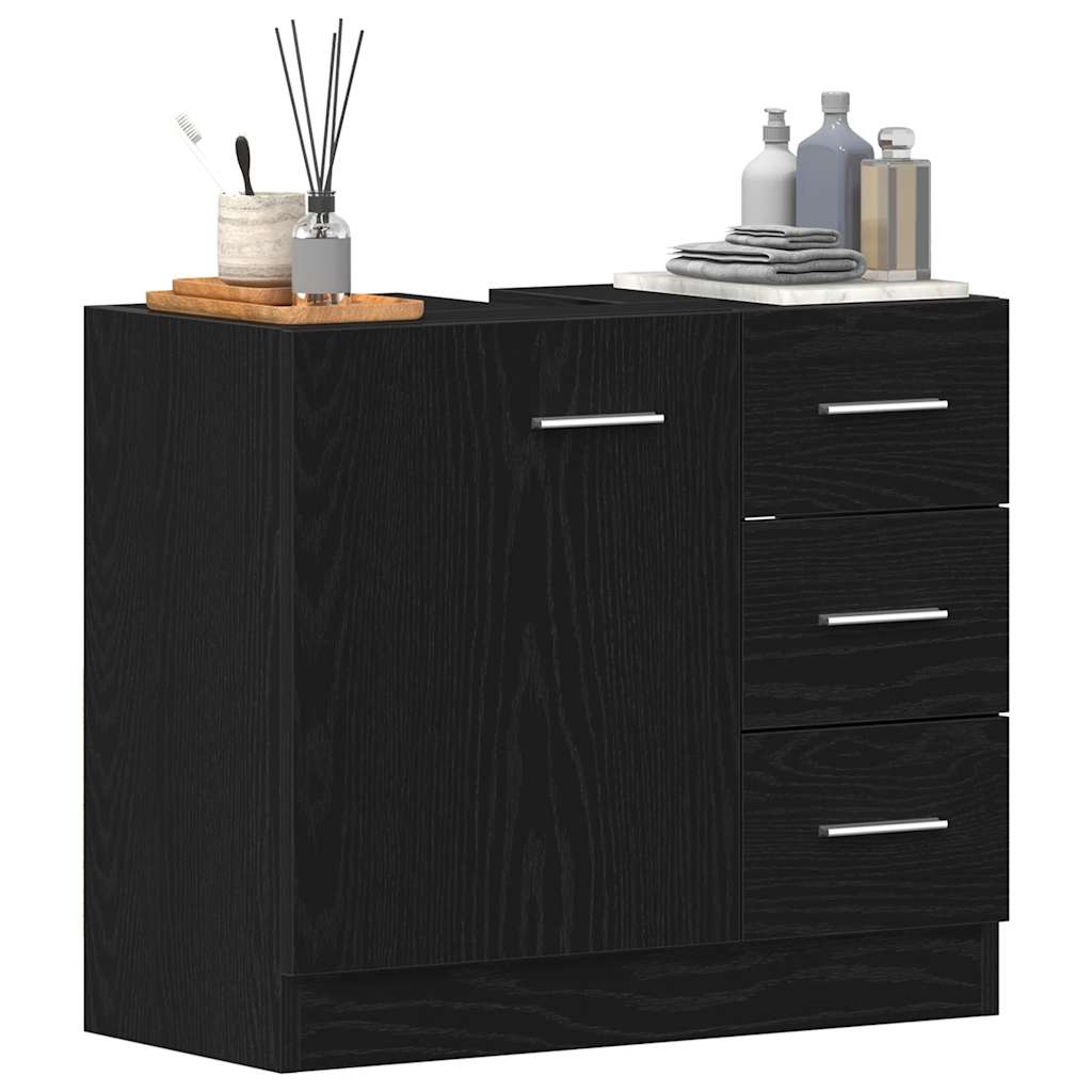 vidaXL Ντουλάπι Νιπτήρα Μαύρο Δρυς 63x30x54 εκ. από Τεχνητό Ξύλο