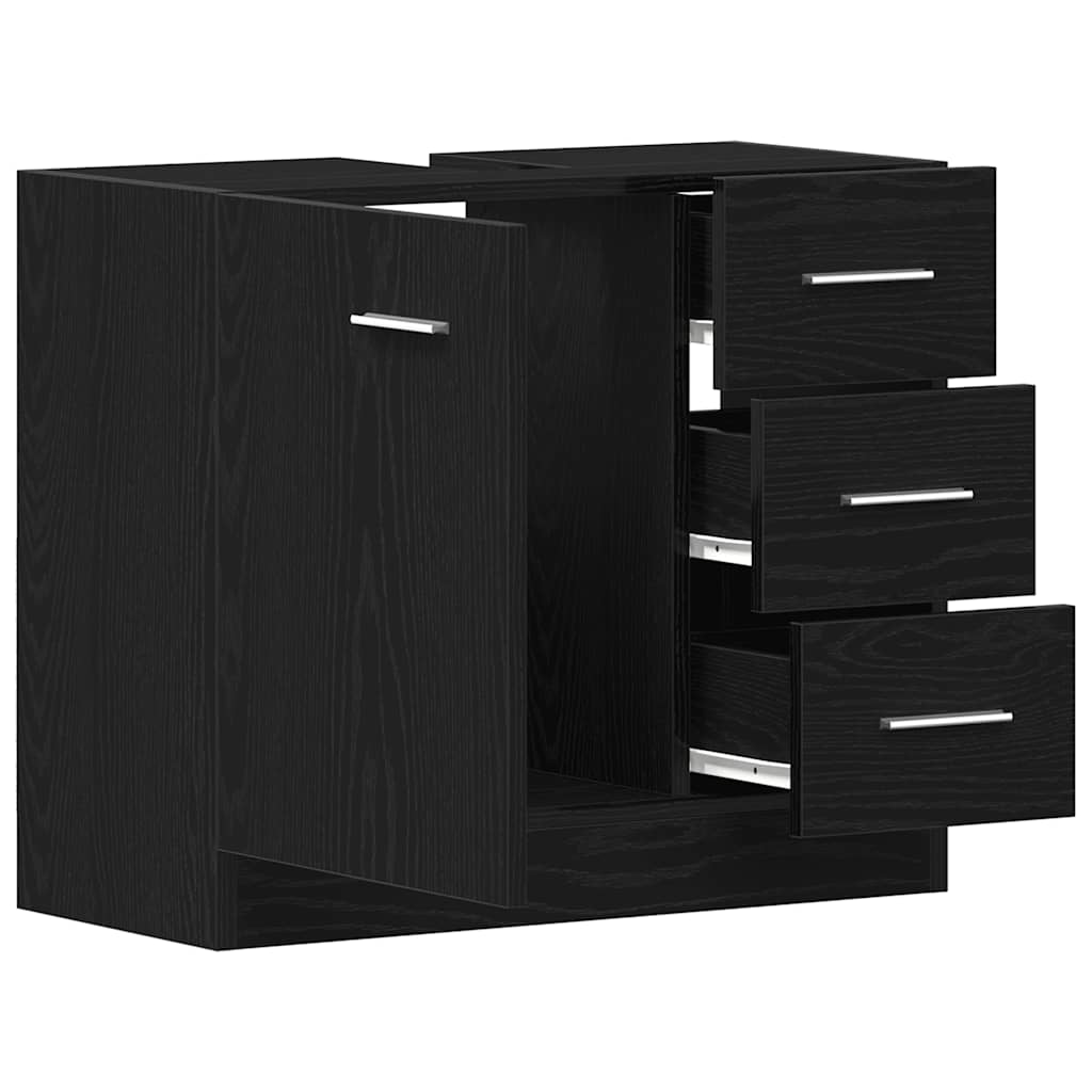 vidaXL Ντουλάπι Νιπτήρα Μαύρο Δρυς 63x30x54 εκ. από Τεχνητό Ξύλο
