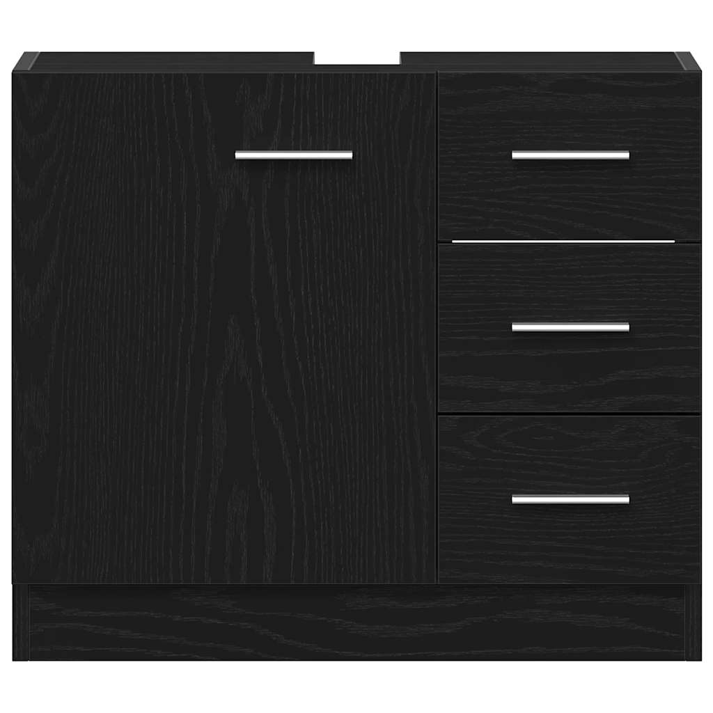 vidaXL Ντουλάπι Νιπτήρα Μαύρο Δρυς 63x30x54 εκ. από Τεχνητό Ξύλο