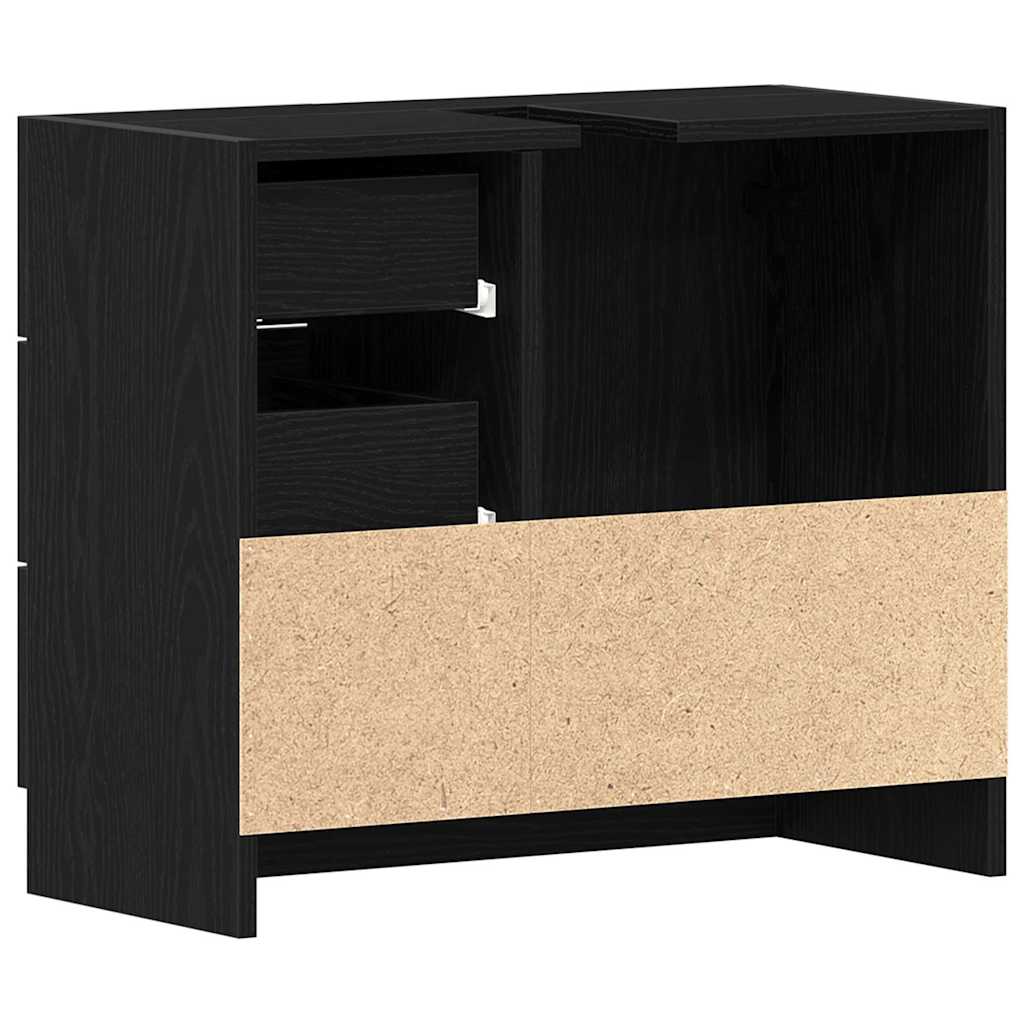 vidaXL Ντουλάπι Νιπτήρα Μαύρο Δρυς 63x30x54 εκ. από Τεχνητό Ξύλο