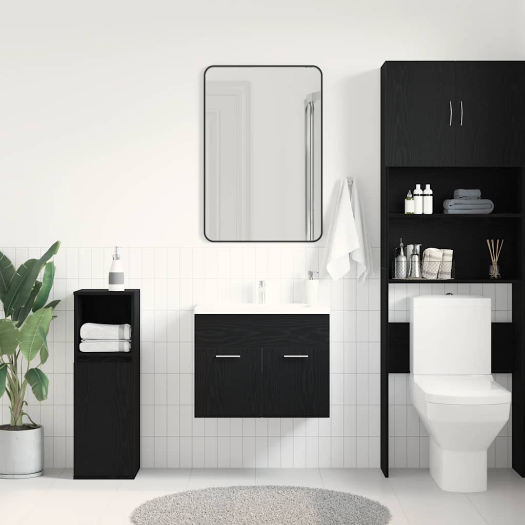 vidaXL Ντουλάπι Νιπτήρα Μπάνιου Μαύρο Δρυς 60x38,5x46 εκ. από Τεχνητό Ξύλο