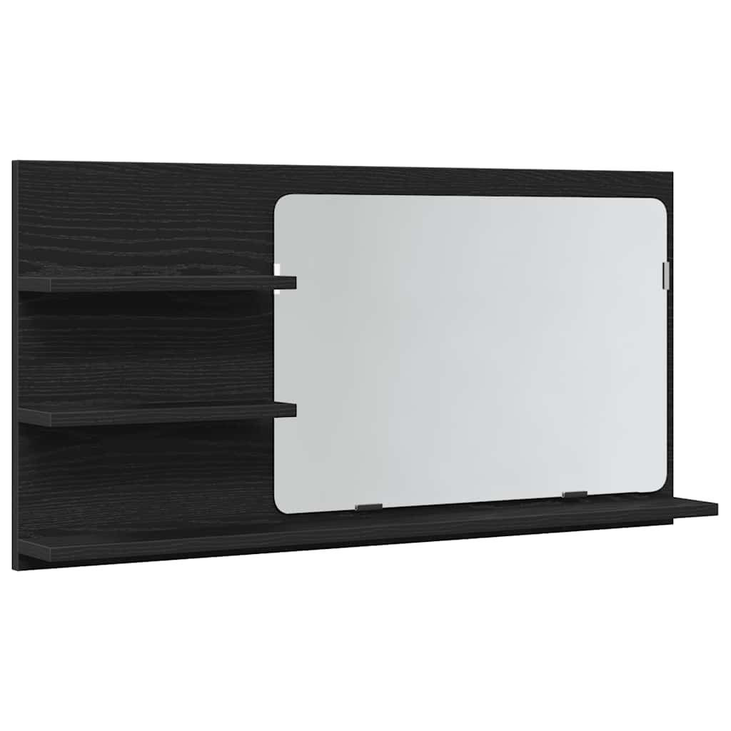vidaXL Ντουλάπι Καθρέφτη Μπάνιου Μαύρο Δρυς 90x11x45 εκ. από Τεχνητό Ξύλο