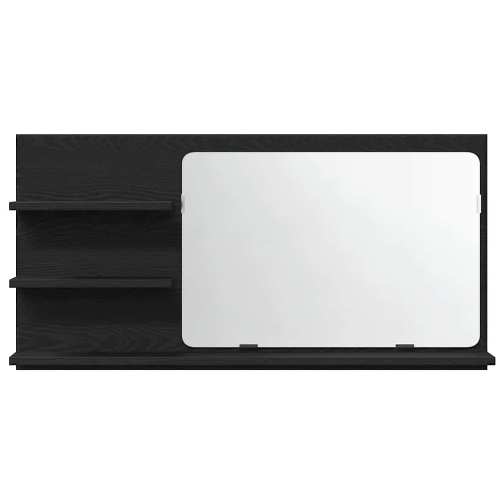vidaXL Ντουλάπι Καθρέφτη Μπάνιου Μαύρο Δρυς 90x11x45 εκ. από Τεχνητό Ξύλο