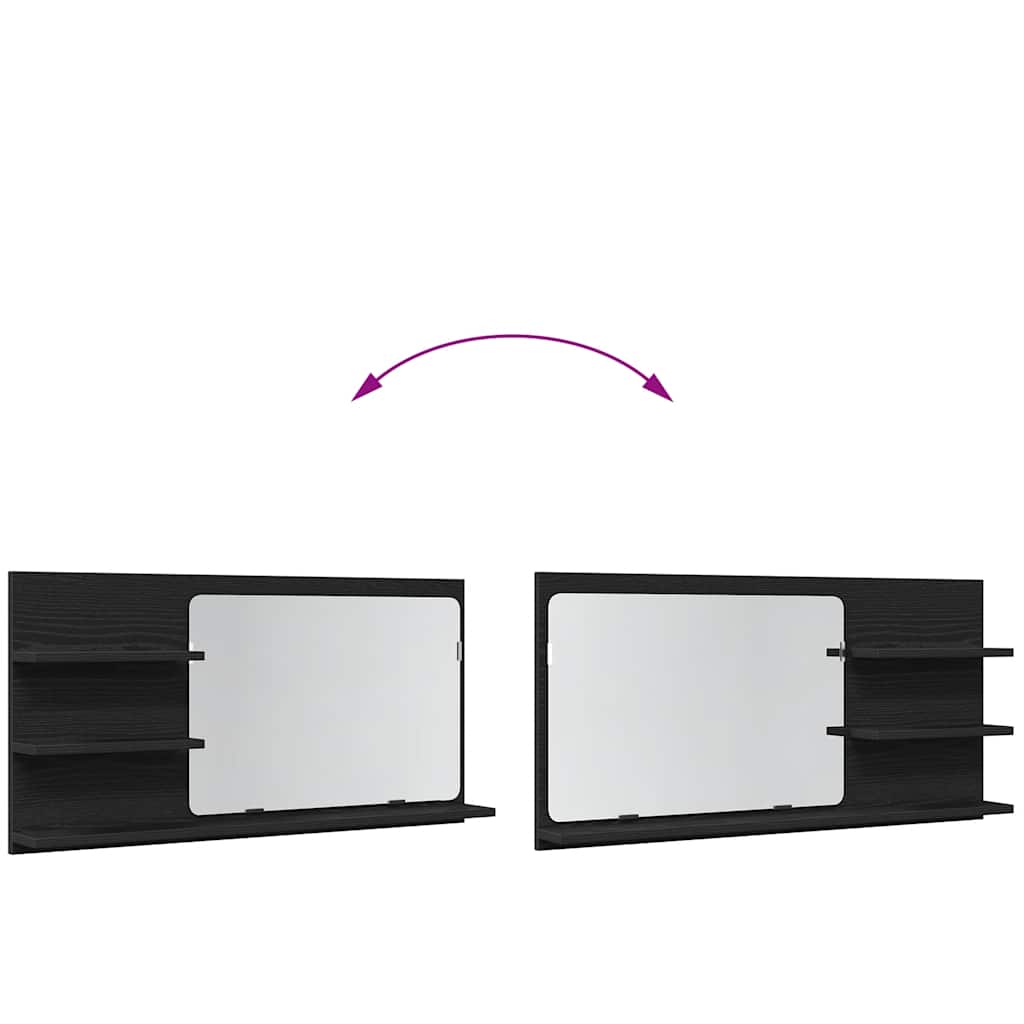 vidaXL Ντουλάπι Καθρέφτη Μπάνιου Μαύρο Δρυς 90x11x45 εκ. από Τεχνητό Ξύλο