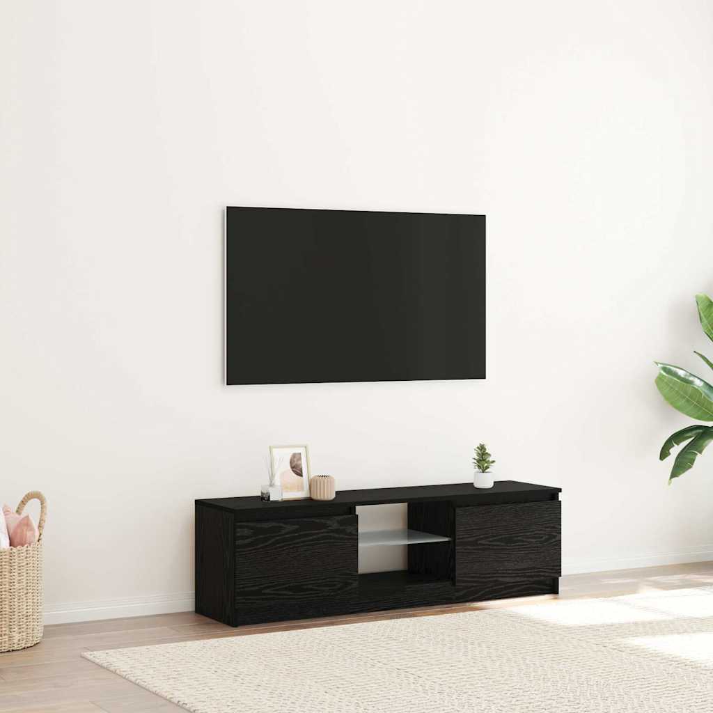 vidaXL Έπιπλο Τηλεόρασης με Φωτιστικά LED Μαύρο Δρυς 120x30x36 εκ. από Τεχνητό Ξύλο