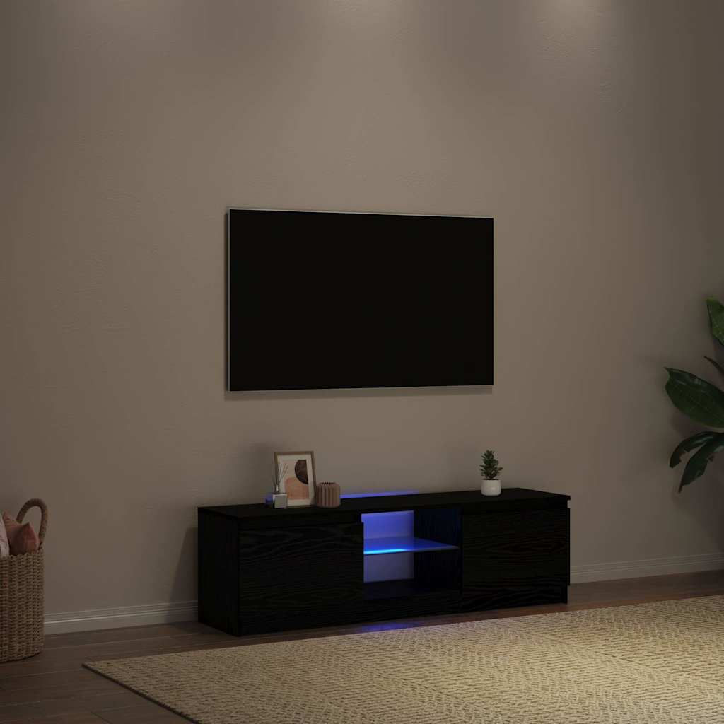 vidaXL Έπιπλο Τηλεόρασης με Φωτιστικά LED Μαύρο Δρυς 120x30x36 εκ. από Τεχνητό Ξύλο