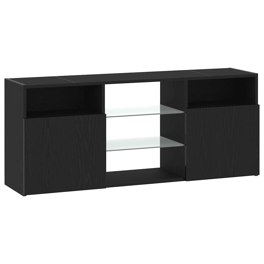 vidaXL Έπιπλο Τηλεόρασης με Φωτιστικά LED Μαύρο Δρυς 120x30x50 εκ. από Τεχνητό Ξύλο