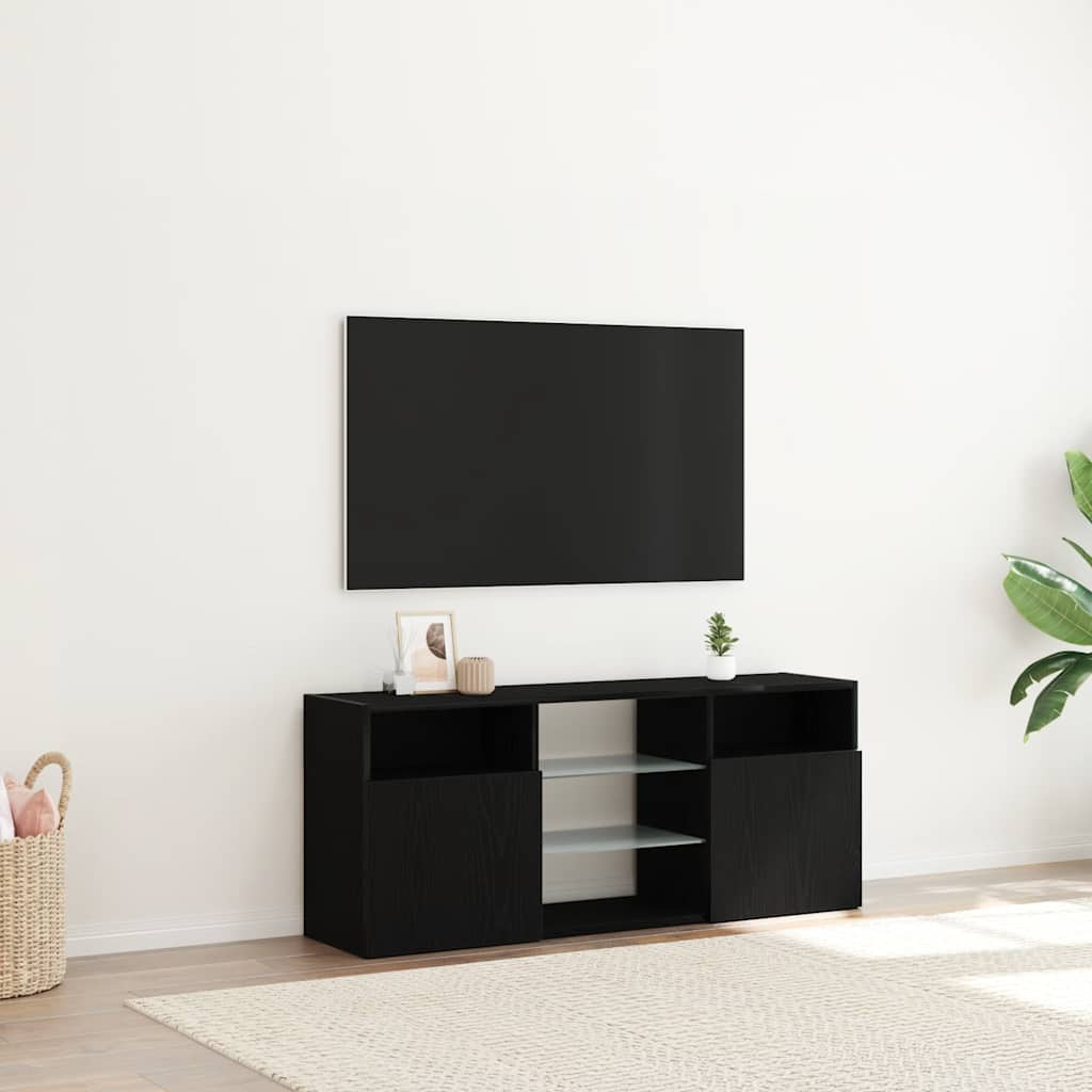vidaXL Έπιπλο Τηλεόρασης με Φωτιστικά LED Μαύρο Δρυς 120x30x50 εκ. από Τεχνητό Ξύλο