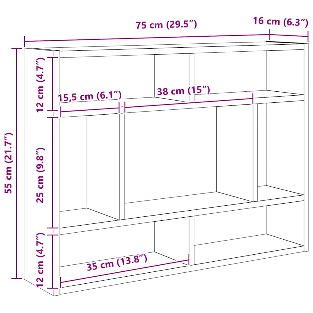 vidaXL Ράφι Τοίχου Χειροποίητο Δρυς 75x16x55 εκ. από Τεχνητό Ξύλο
